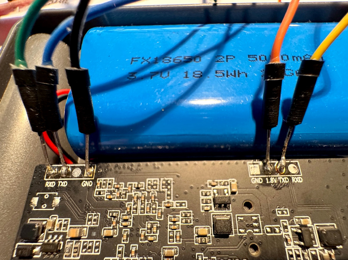 Close-up PCB with UART converter connected