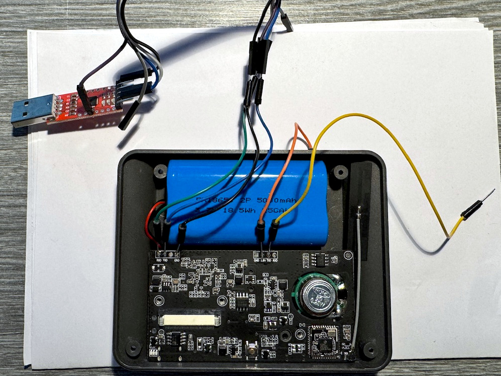 PCB with UART converter connected